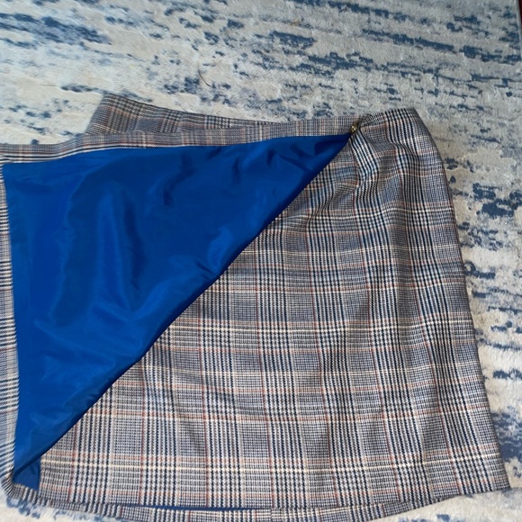 Calvin Klein brown and blue tweed faux wrap skirt | Size 18 - Picture 3 of 8